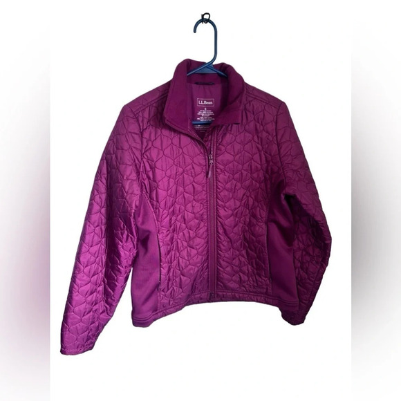 L.L. Bean Maroon Nylon Zip up Lined insulated Jacket size Small - Picture 1 of 5